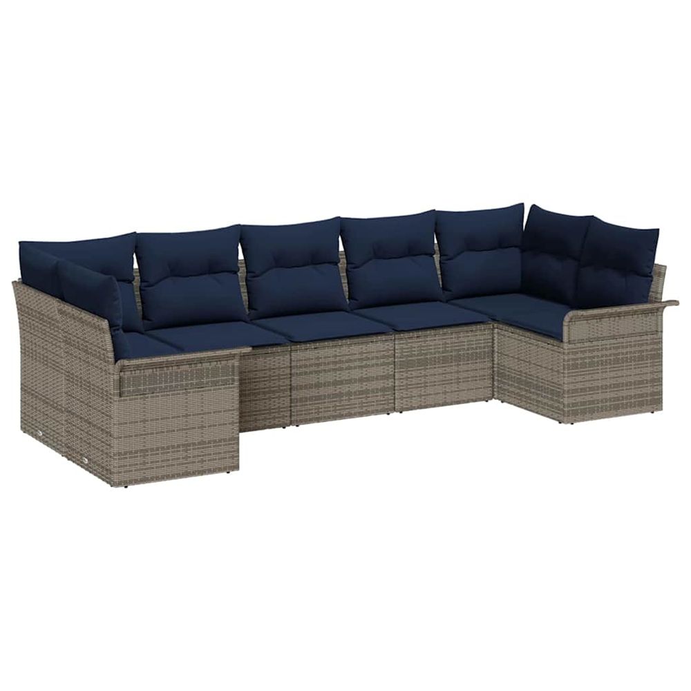 Ensemble de canapé de jardin 7 pc gris polyrotin