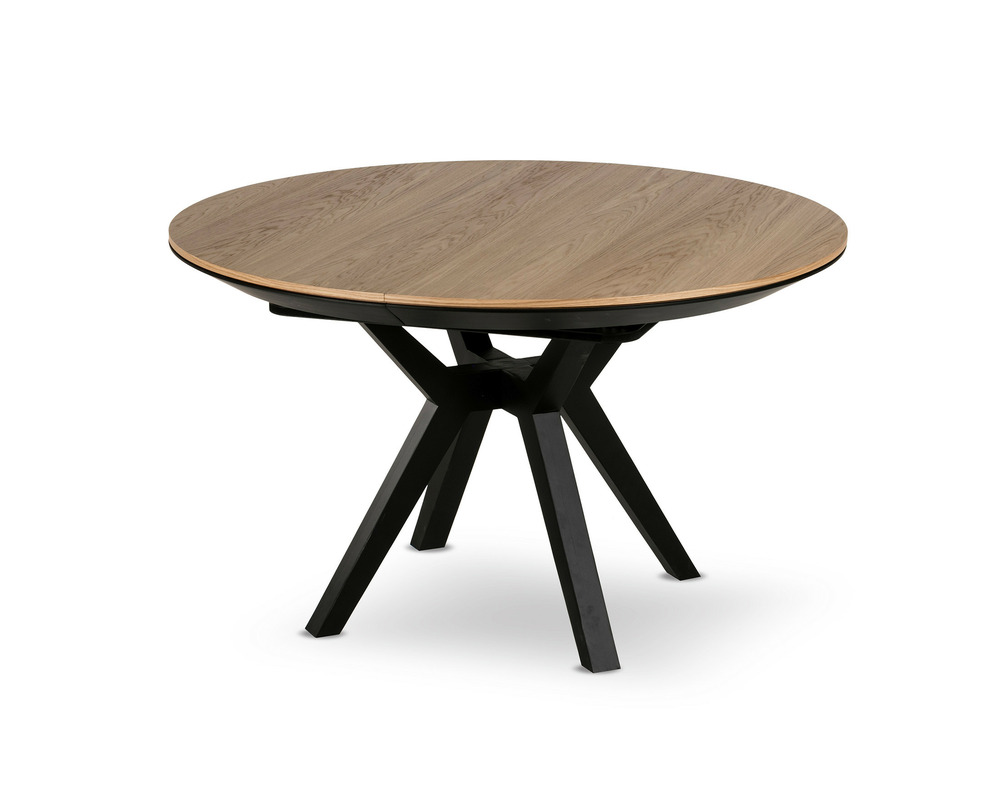 Paampa - table à manger ronde extensible - bois et noir - 130 cm