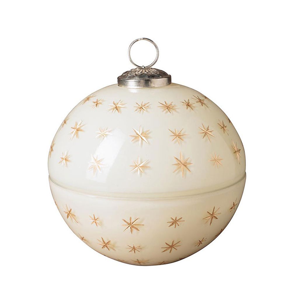 Bougie boule étoilée 3 mèches verre 12cm