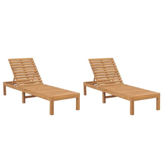 Chaises longues lot de 2 bois de teck solide