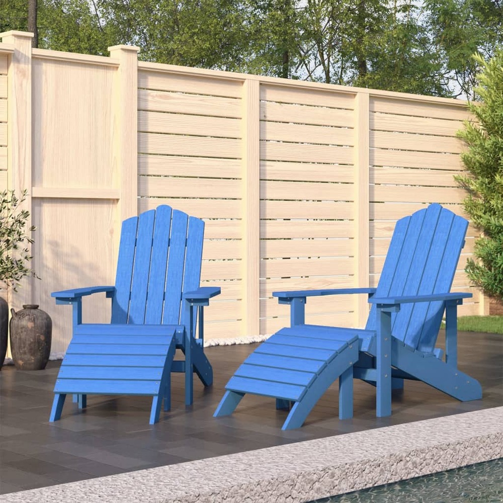 Chaises de jardin adirondack lot de 2 repose-pieds pehd bleu