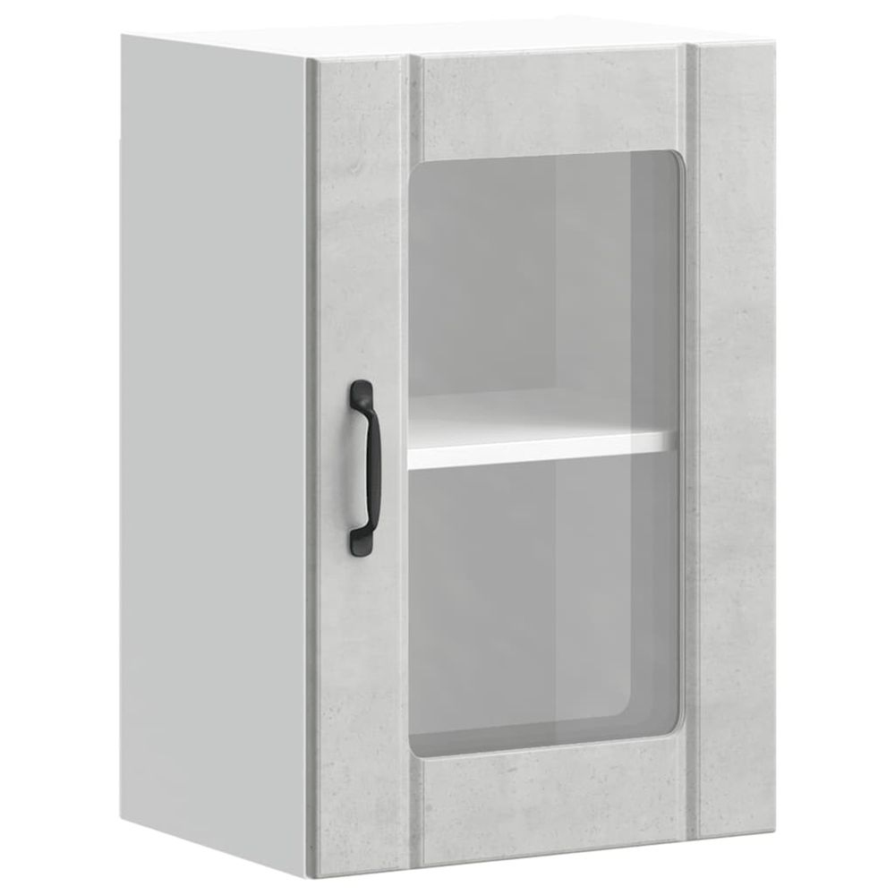 Armoire murale de cuisine avec porte en verre lucca gris béton