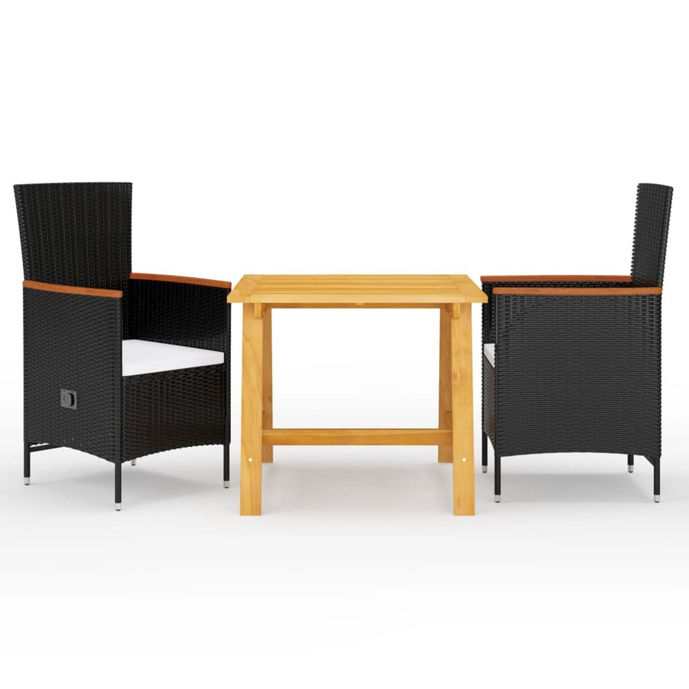 Ensemble à manger de jardin 3 pcs noir