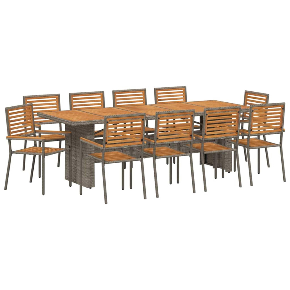 Ensemble de salle à manger pour jardin 11 pcs gris et marron
