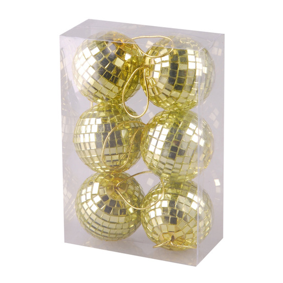 Set de 6 boules miroir or 6 cm