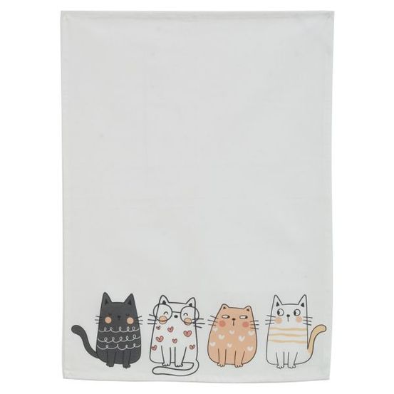 Torchon 100% coton chats mignons