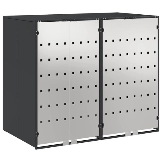 Rangement de poubelle à roulettes pour 3 poubelles anthracite