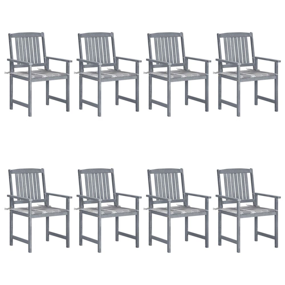 Chaises de jardin et coussins lot de 8 bois acacia solide gris