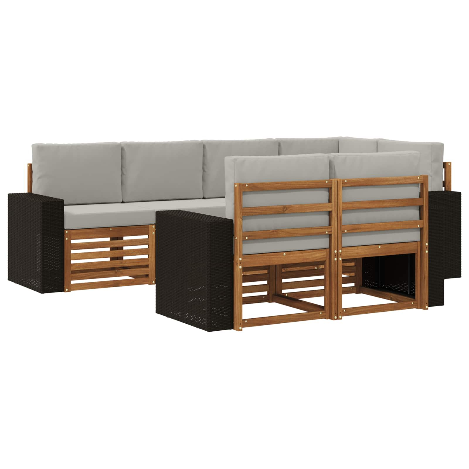 Ensemble de canapé d'angle 7 pcs naturel et gris clair