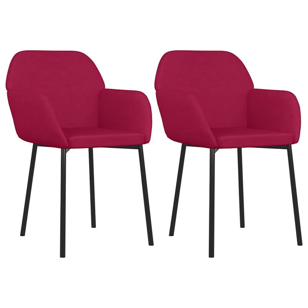 Chaises à manger lot de 2 rouge bordeaux velours