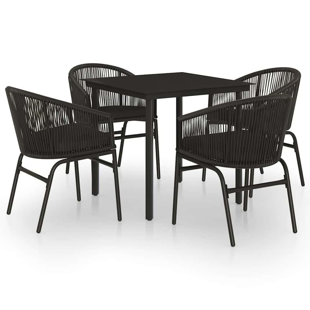 Ensemble à manger de jardin 5 pcs noir