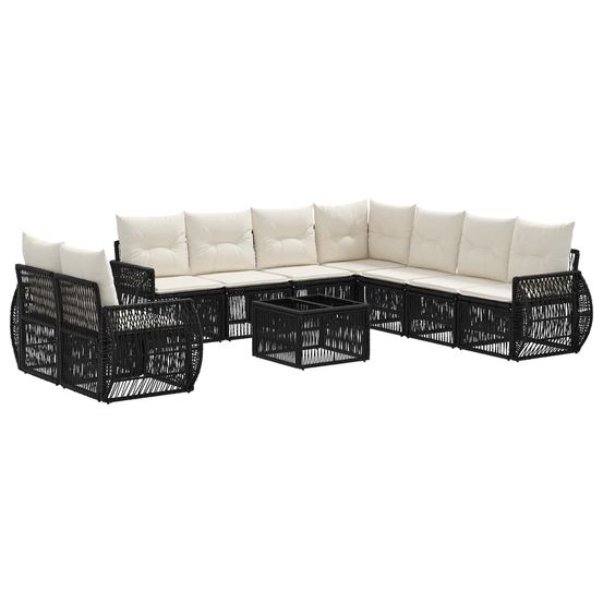Ensemble de canapé de jardin 10 pc noir et blanc crème