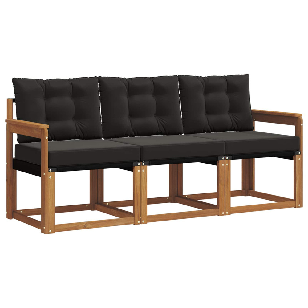 Ensemble de canapés d'extérieur 3 pcs naturel et noir