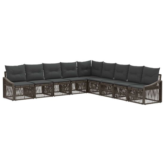 Ensemble de canapé de jardin 9 pc gris polyrotin