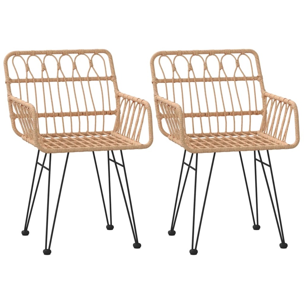 Chaises de jardin lot de 2 accoudoir 56x64x80 cm résine tressée