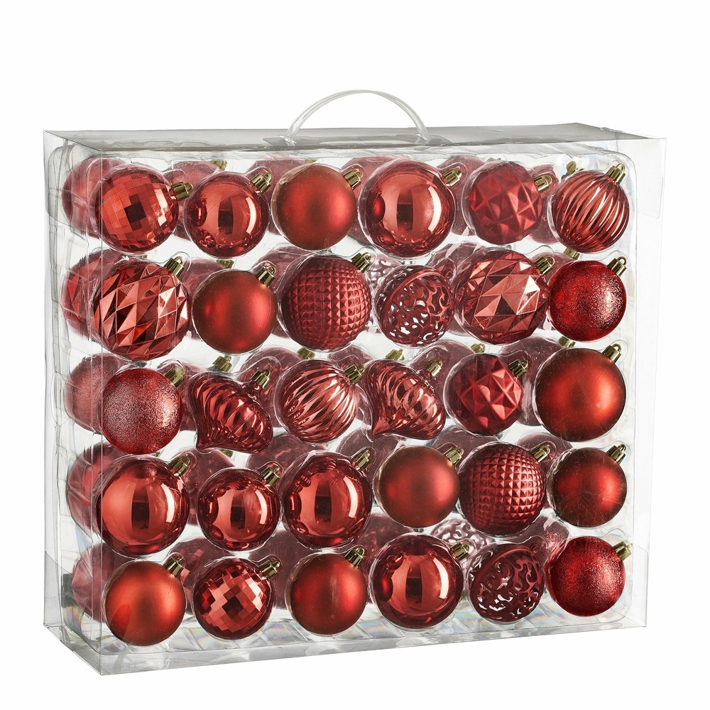 Mica decorations - boules de noël incassable rouge - 60 pièces