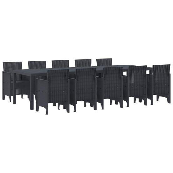 Ensemble de salle à manger pour jardin 11 pcs anthracite