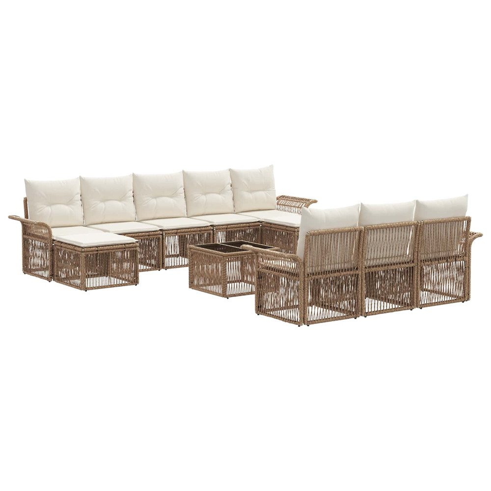 Ensemble de canapé de jardin 11 pcs beige polyrotin