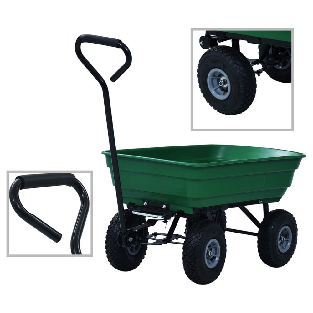 Chariot à main de jardin 300 kg 75 l vert