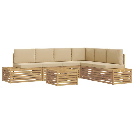 7 pc ensemble de canapés d'extérieur polyester blanc et beige