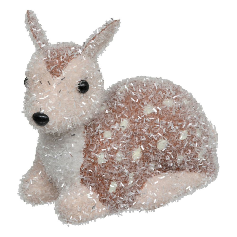 Déco noël daim couché aspect givré l 15 x h 19 cm