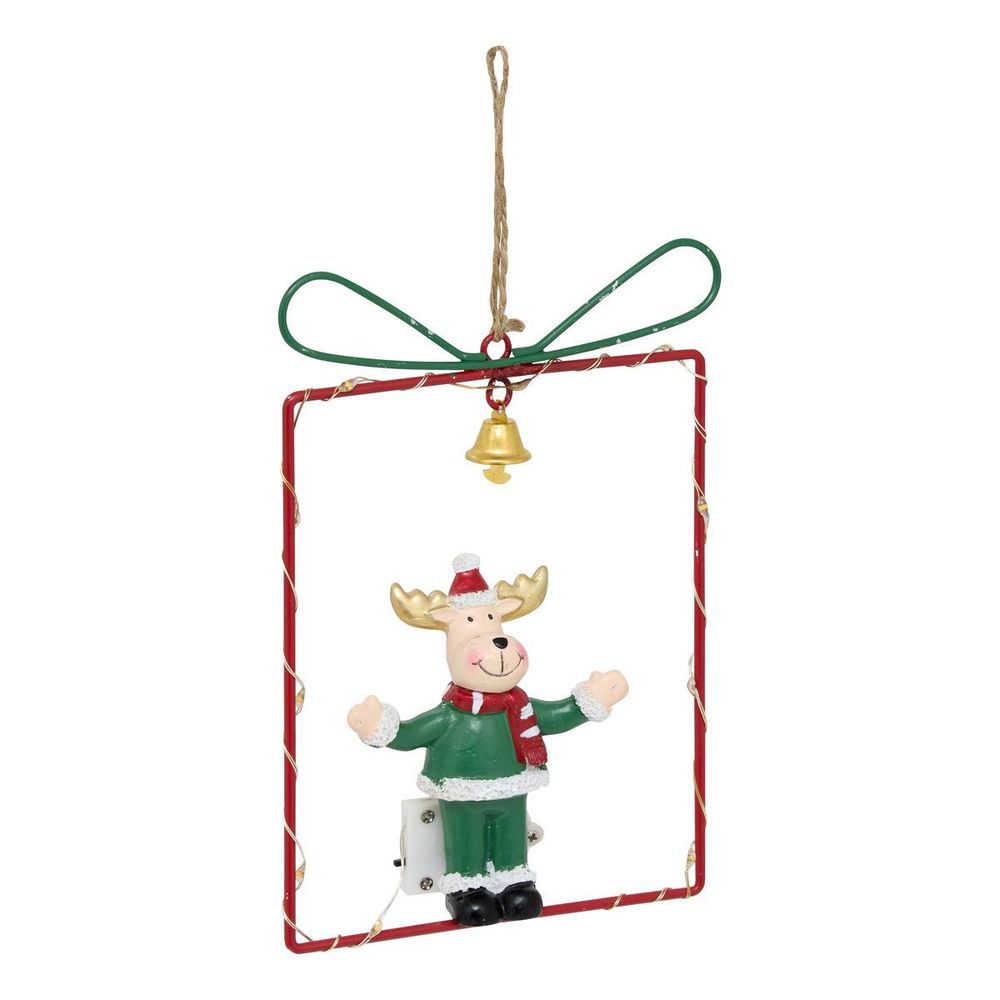 Suspension de sapin lumineuse cadeau en métal 18 cm