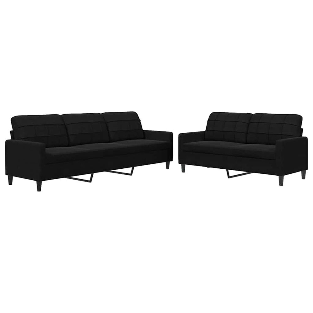 Ensemble de canapés 2 pcs avec coussins noir velours