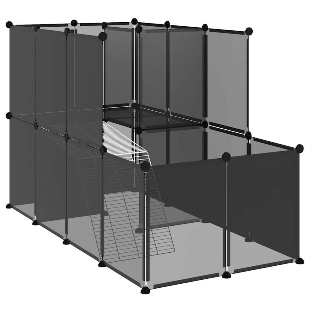 Cage pour petits animaux noir 142x74x93 cm pp et acier