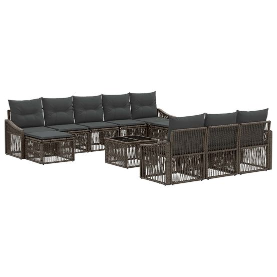 Ensemble de canapé de jardin 11 pc gris polyrotin