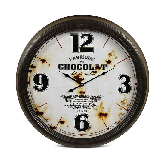 Horloge ancienne murale fabrique de chocolat métal blanc - décoration d'autrefois