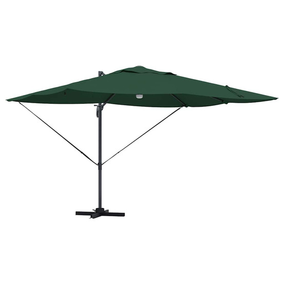 Parasol roma à bras déporté vert et noir 352 x 251 x 265 cm