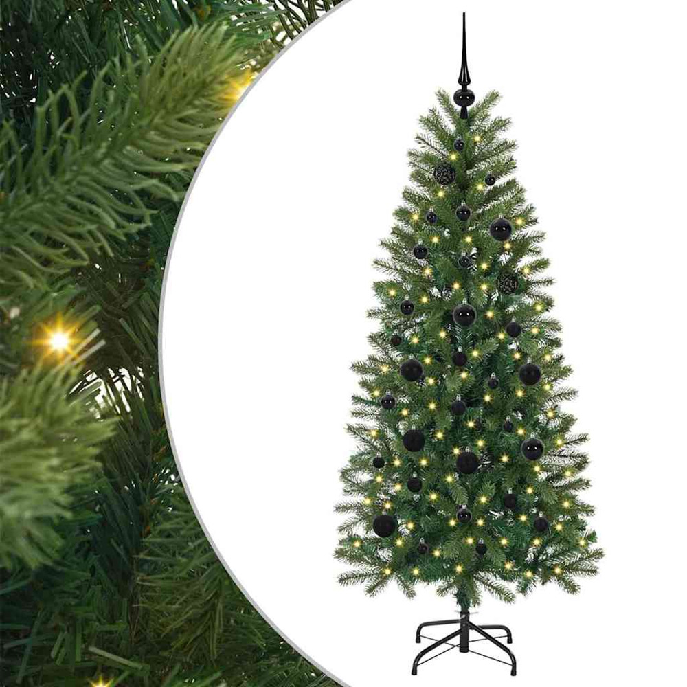 Sapin de noël artificiel avec 150 led vert 150 cm pe et pvc