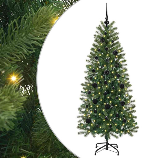 Sapin de noël artificiel avec 150 led vert 150 cm pe et pvc