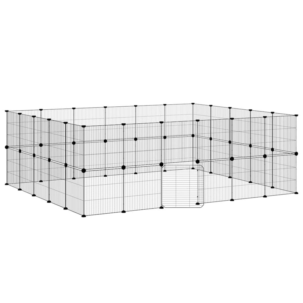 Cage animaux de compagnie à 44 panneaux et porte noir 210x175x70 cm