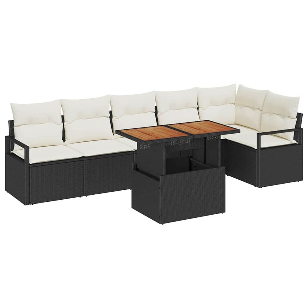Ensemble de canapé de jardin 7 pc 6-nombre de places noir