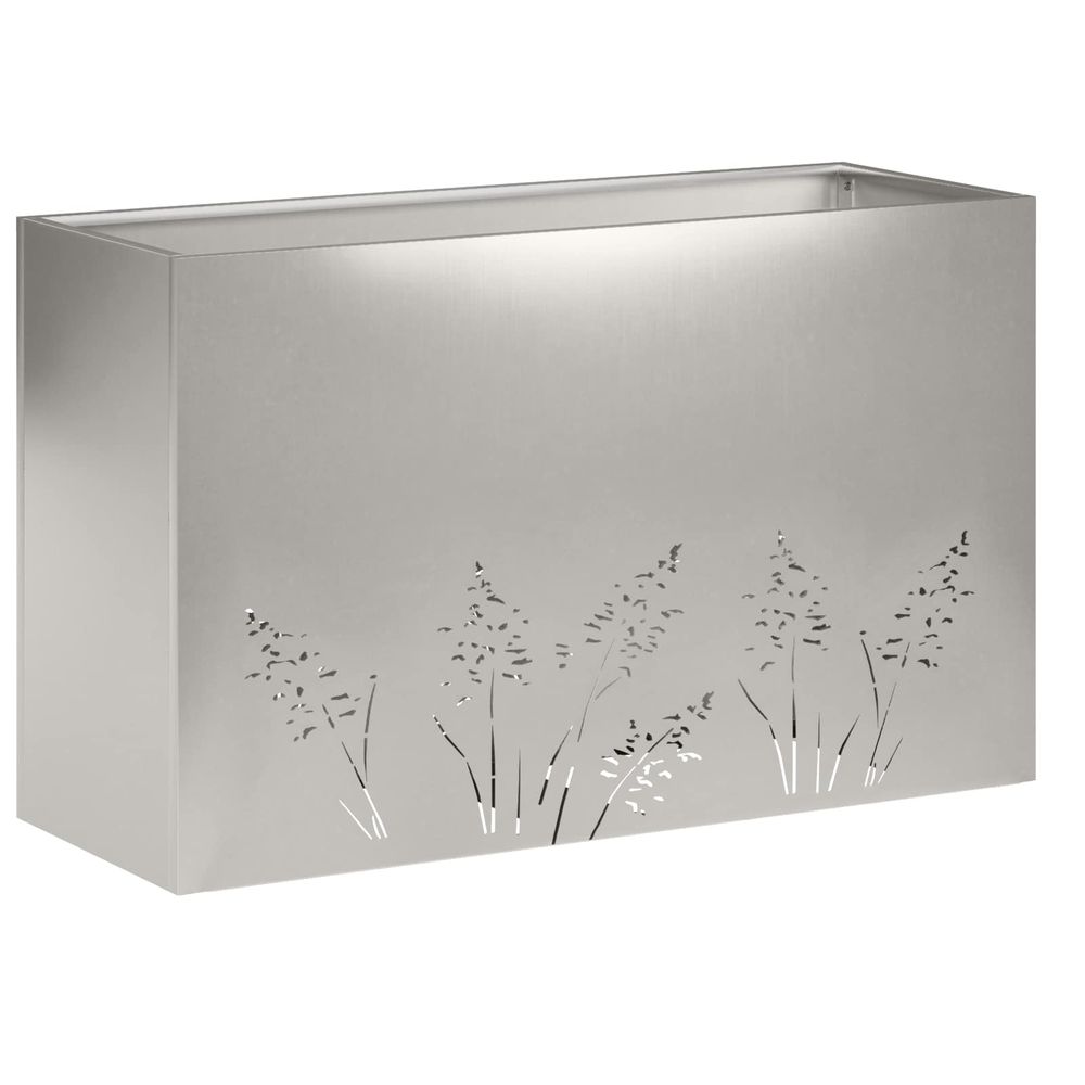 Cache-pot de jardin argenté 80 x 30 x 49 cm acier inoxydable