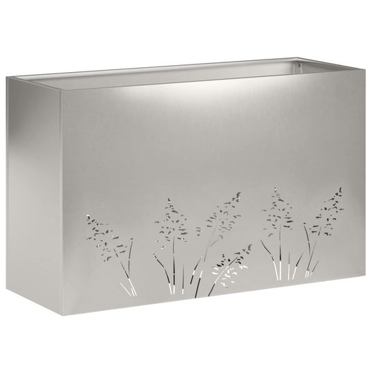 Cache-pot de jardin argenté 80 x 30 x 49 cm acier inoxydable