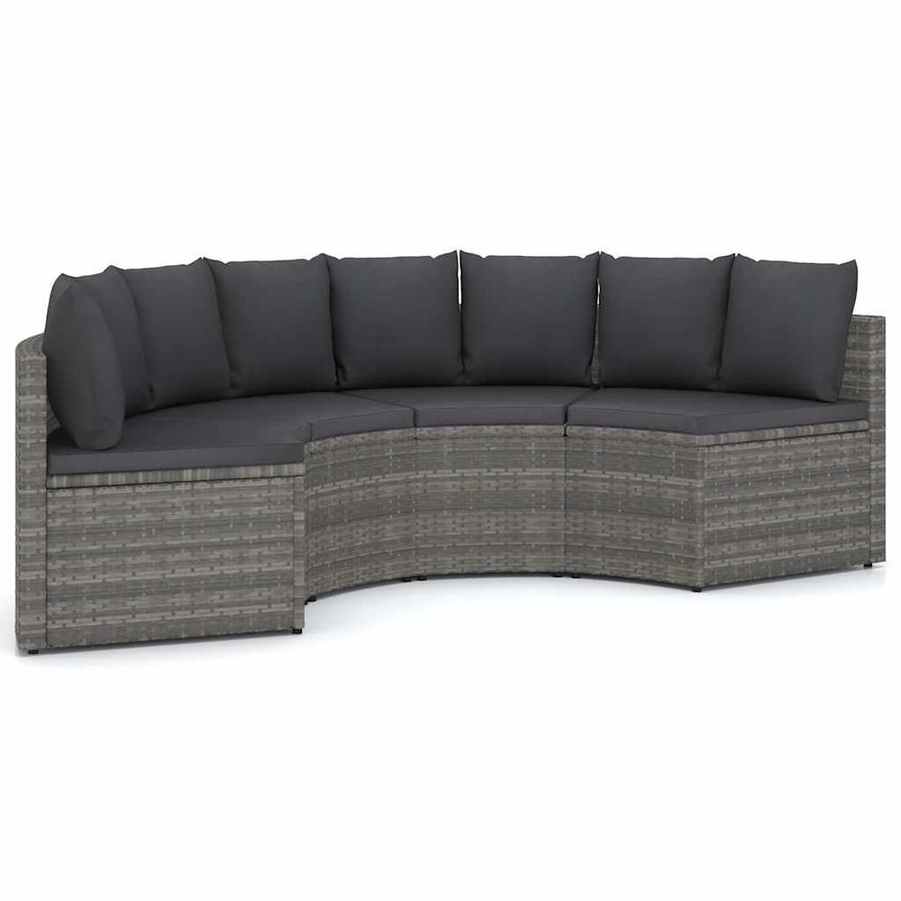 Salon de jardin 4 pcs avec coussins résine tressée gris