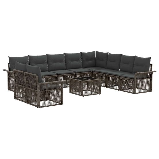 Ensemble de canapé de jardin 11 pc gris polyrotin