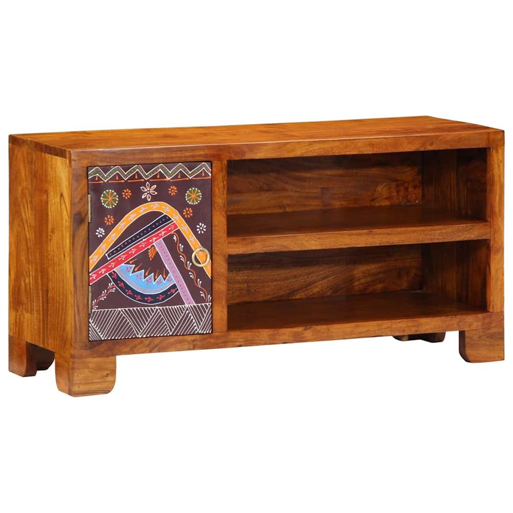 Meuble tv multicolore 90x30x45 bois massif d'acacia