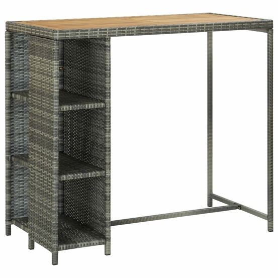 Ensemble de bar de jardin 5 pcs et coussins résine tressée gris