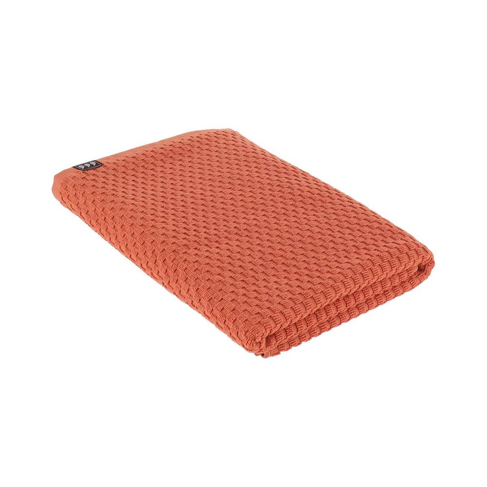 Serviette de bain 70x130 cm 100% coton damier - terre de sienne