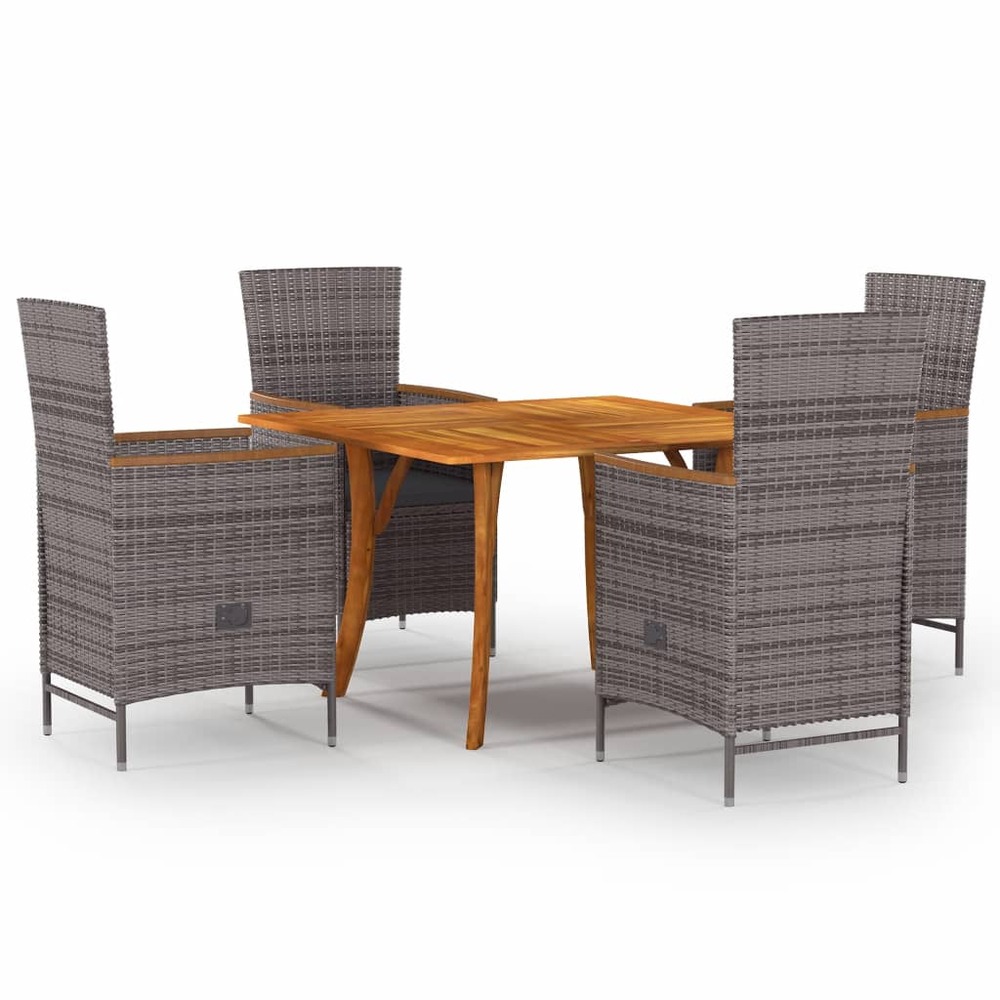 Ensemble de salle à manger de jardin 5 pcs gris
