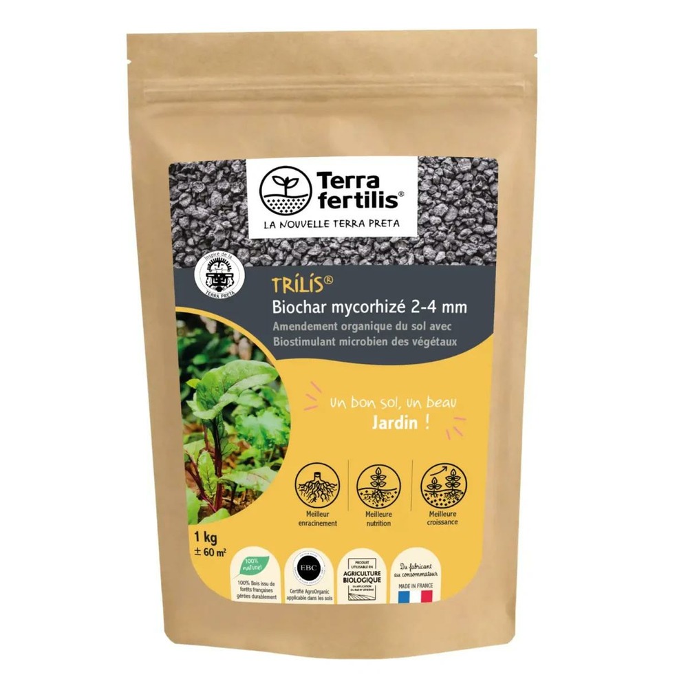Biochar mycorhizé trilis 2-4 mm biostimulant - sac de 1kg