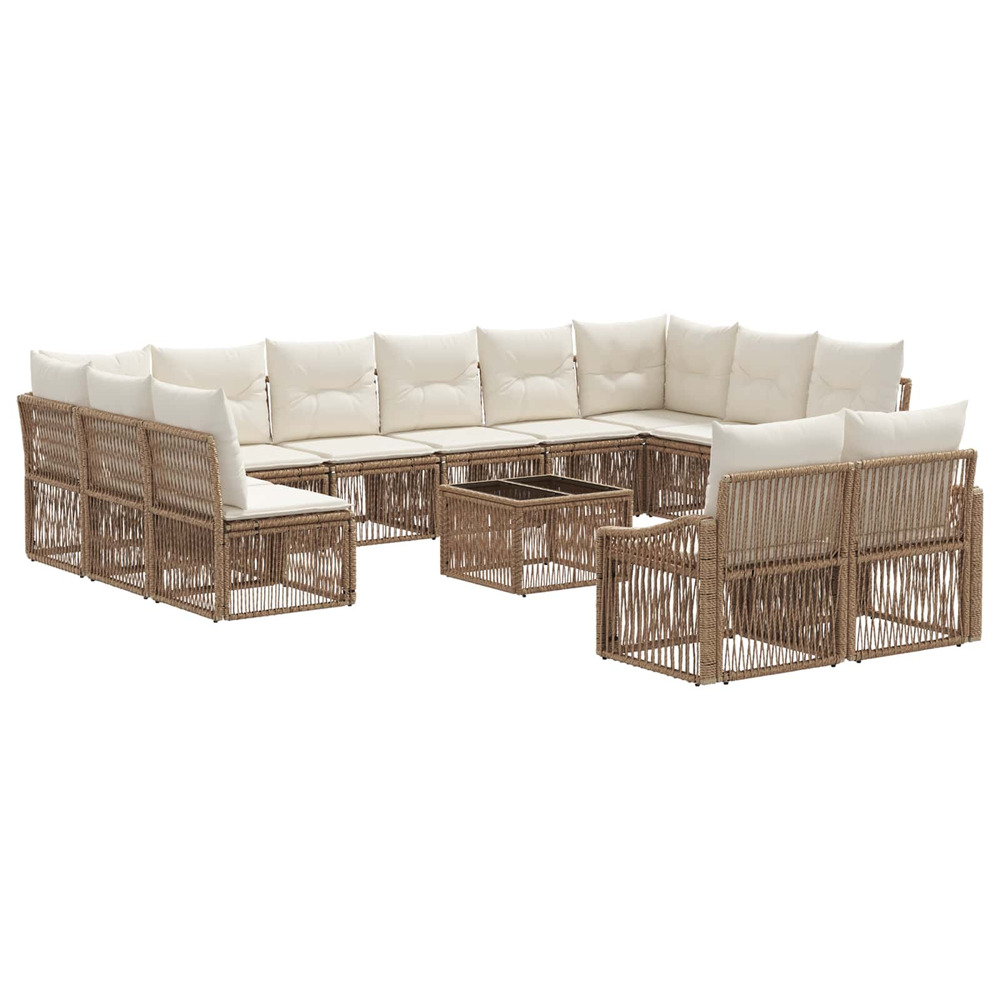 Ensemble de canapé de jardin 13 pcs beige polyrotin