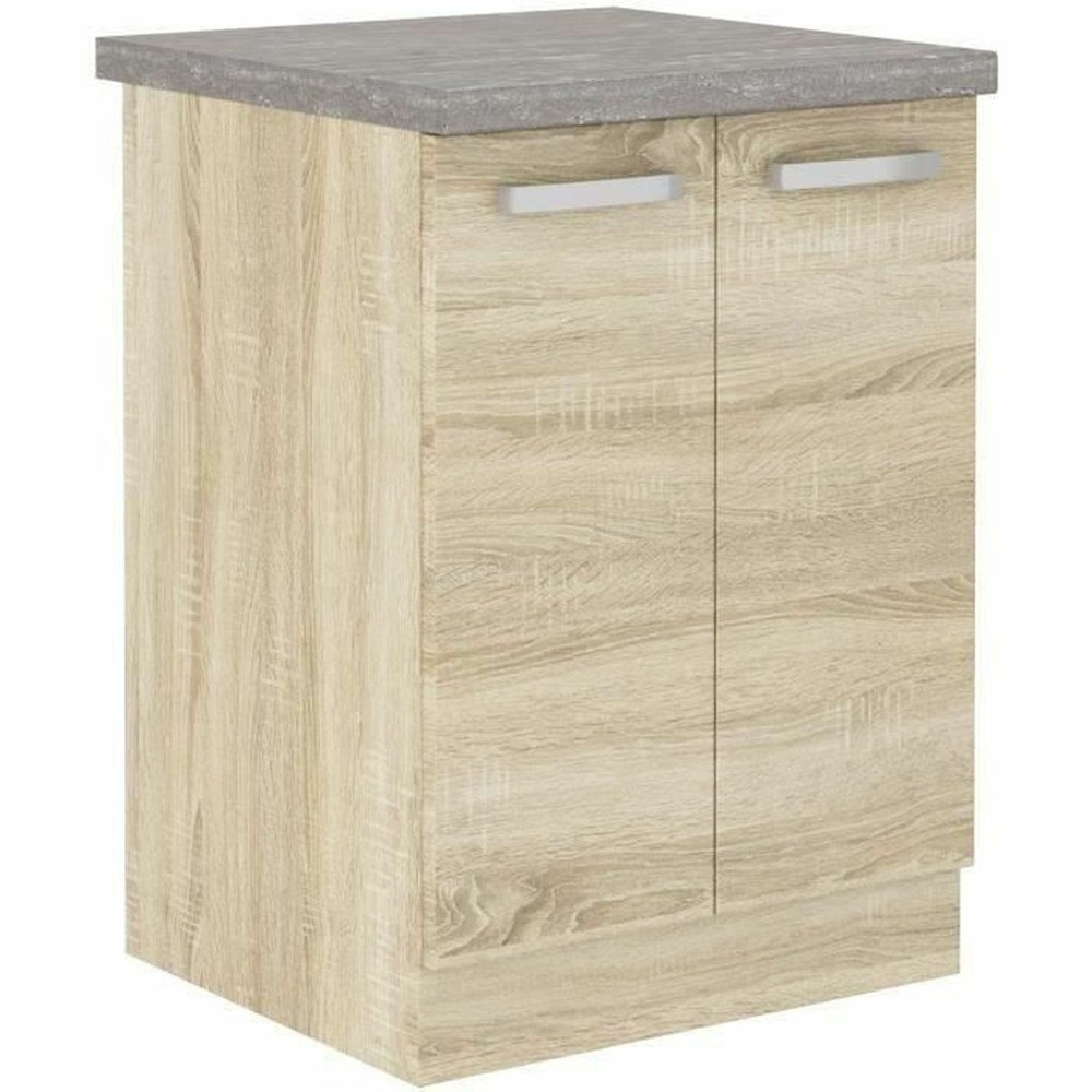 Meuble bas 2 portes battantes - chêne sonoma - 60 x 51,6 x 85 cm - lassen