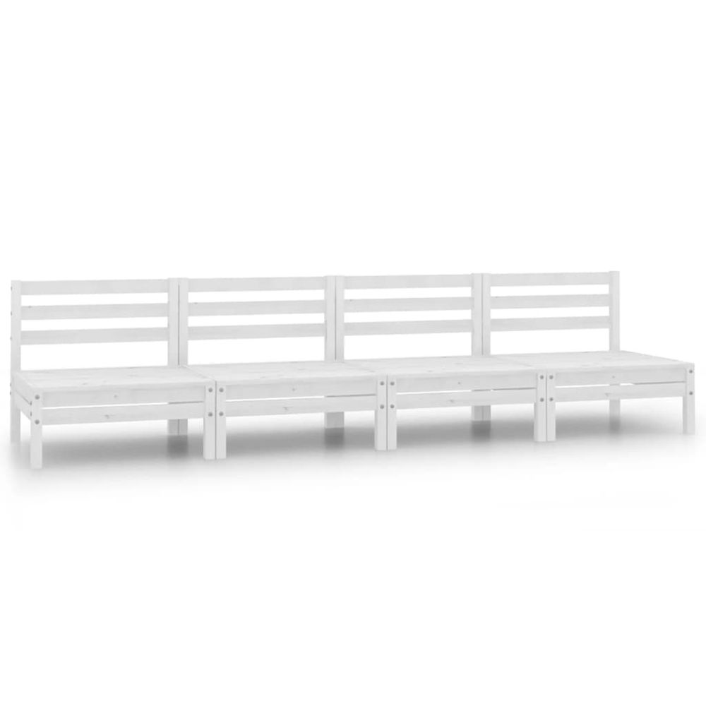 Salon de jardin 4 pcs blanc bois de pin massif
