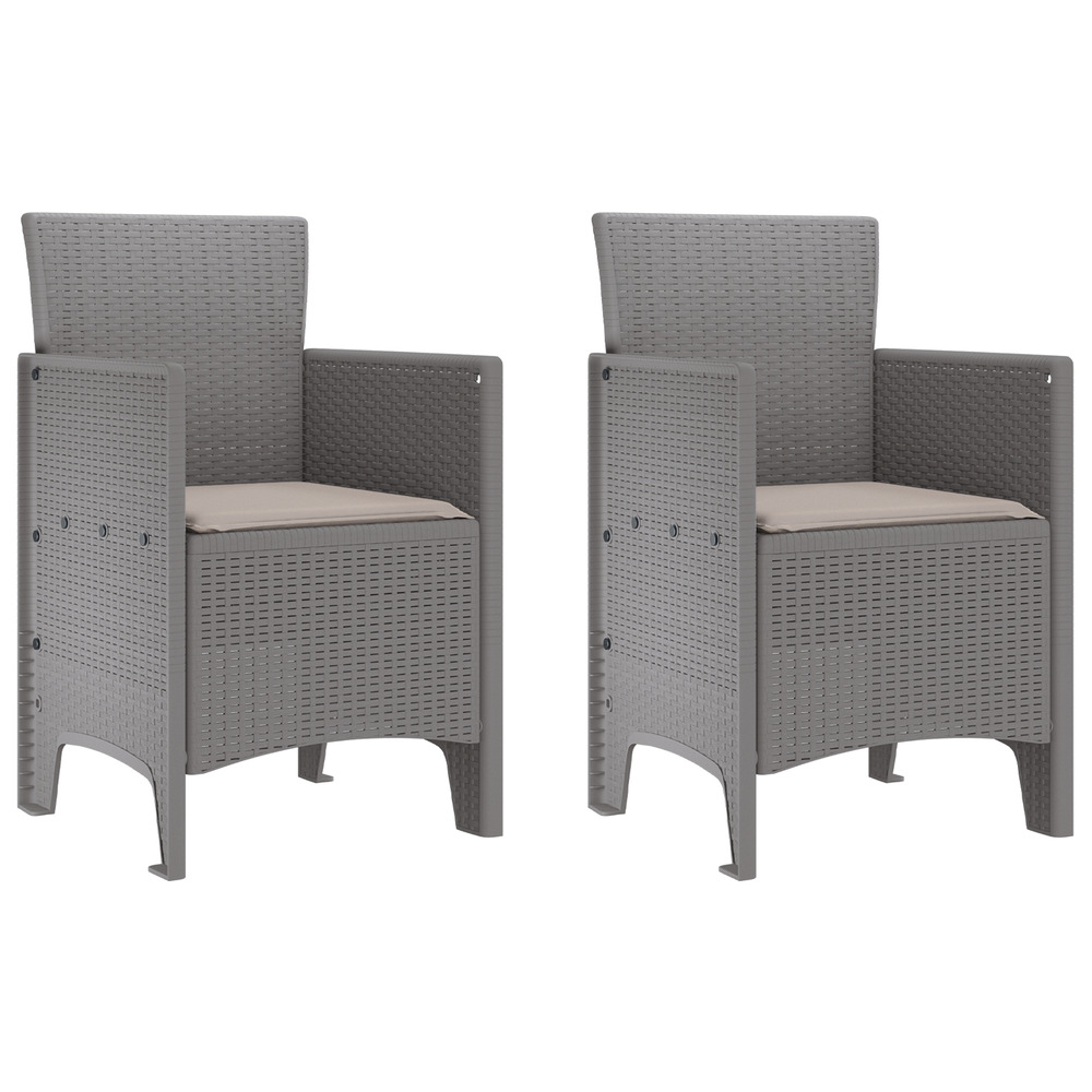 Chaises de jardin avec coussins 2 pcs gris clair rattan poly