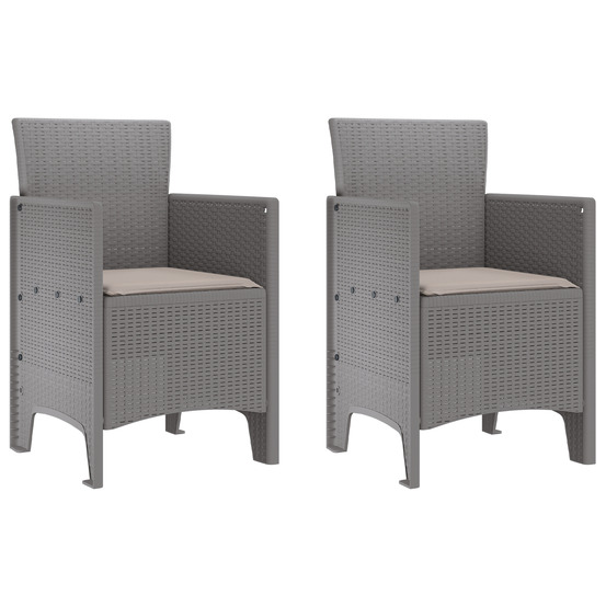 Chaises de jardin avec coussins 2 pcs gris clair rattan poly