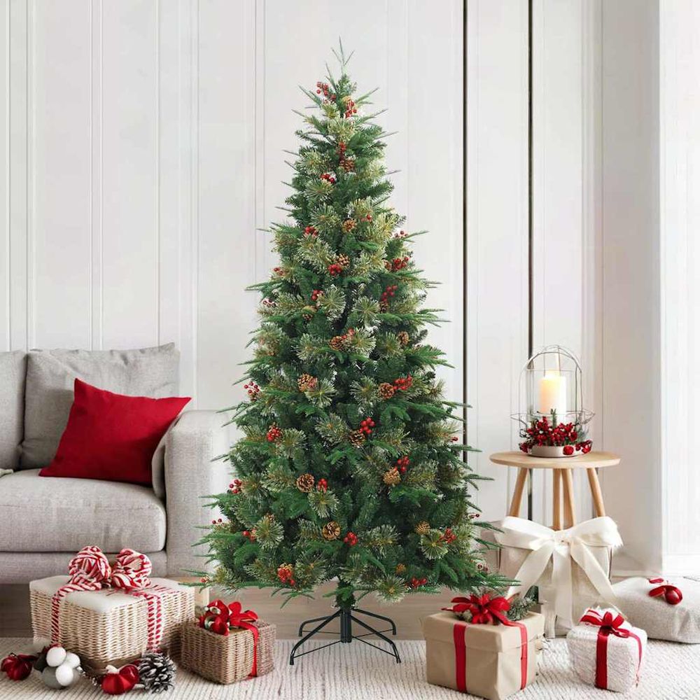 Sapin de noël artificiel décoré pvc pour fêtes intérieur extérieur vert 180 cm